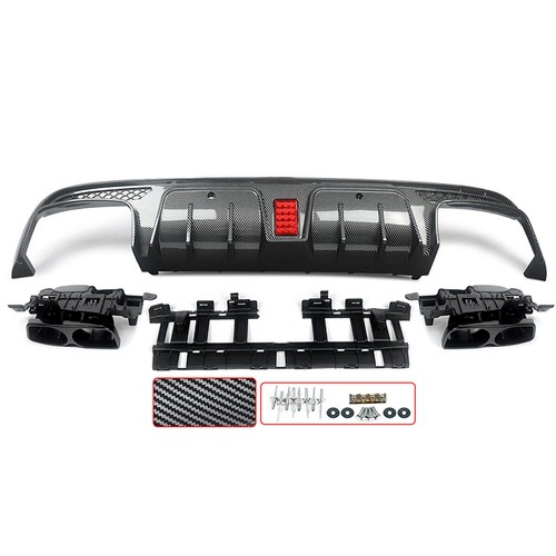 B STYLE LED BUMPER DIFFUSER + Carbon EXHAUST TIPS FOR 2015~21 BENZ W205 C63 C43 - Picture 8 of 13