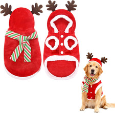 Pet Hoodie Christmas Outfit - Warm Puppy Costume with Hat, Funny Holiday Cosplay