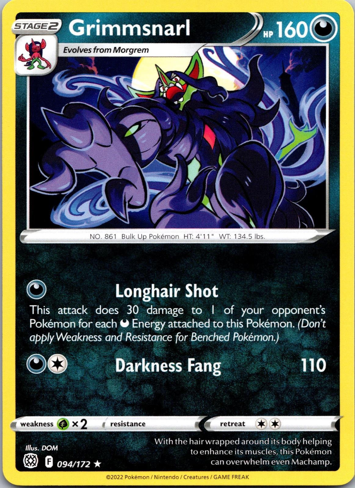 Grimmsnarl 094/172 Rare Brilliant Stars Pokemon Near Mint
