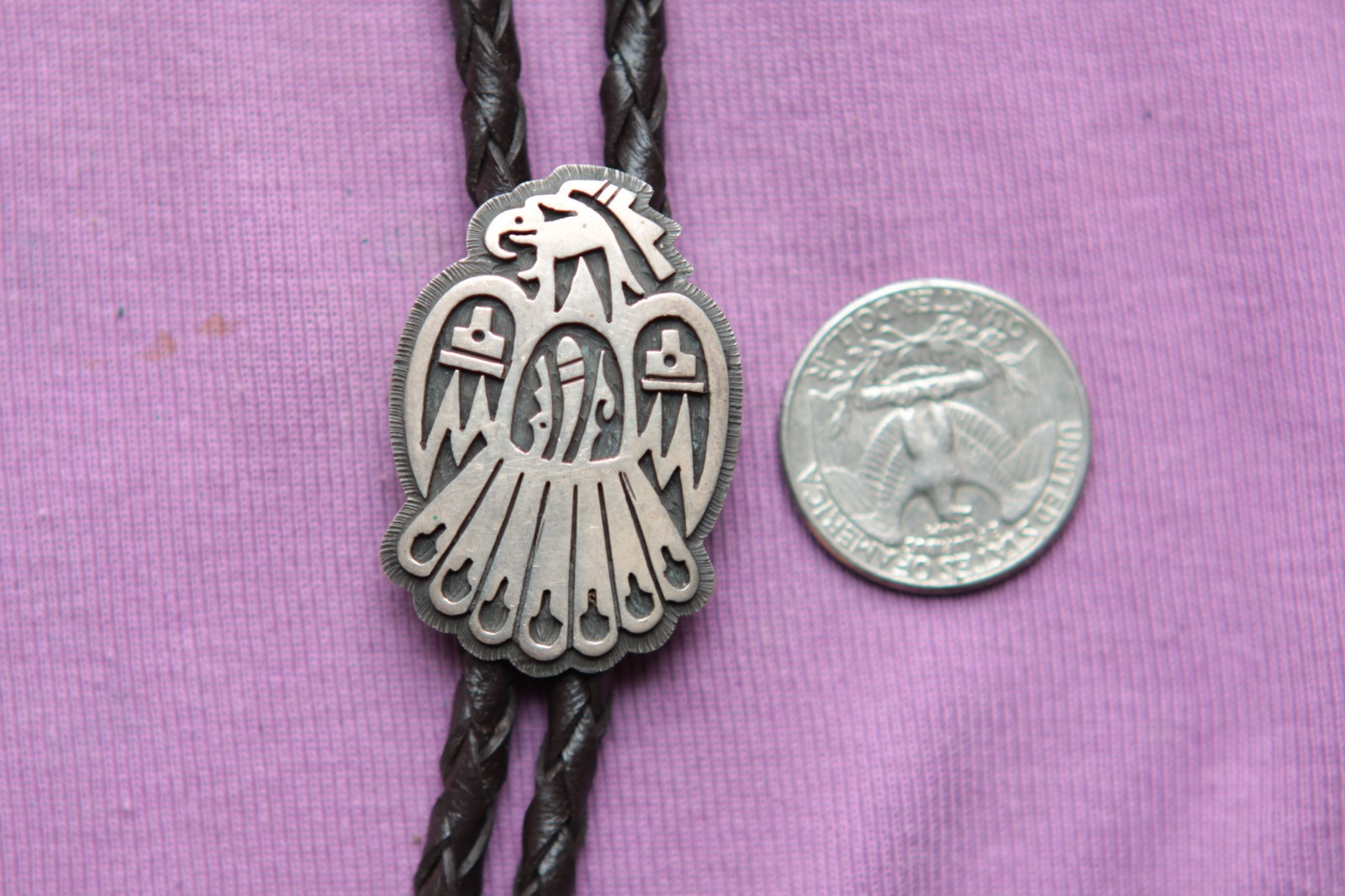 Vintage Hopi Bryan Kagenvema Eagle Sterling Silver Native American Bolo Tie
