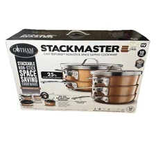 Gotham Steel Stackmaster Copper Cast Textured 10 Piece Pots & Pans Cookware Set