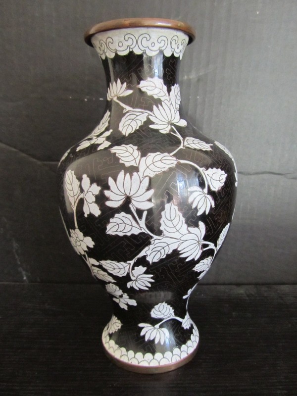 Antique Chinese Cloisonne Floral Vase