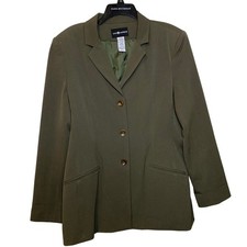 Sag Harbor Women Olive Green 3 Button Blazer Jacket Size 16 820-4124