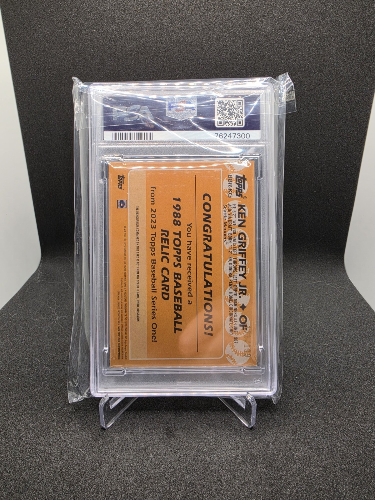 2023 Topps Series 1 - 1988 Topps Baseball Relic Griffey Jr #88R-KG Black PSA 7 view 4