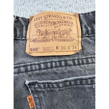VTG 1995 Levis 550 Black Orange Tab Jeans 36x34 Relaxed Tapered Leg Made In USA