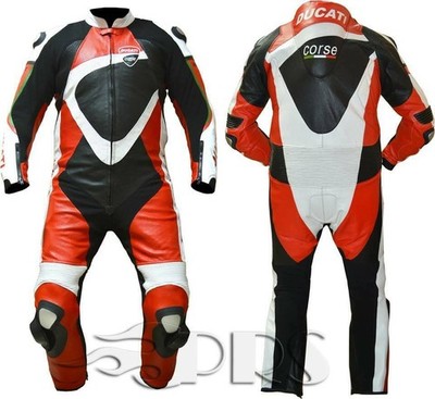 MarkX Ducati Mens MotoGP 2026 Genuine Leather Motorcycle Racing Suit CE