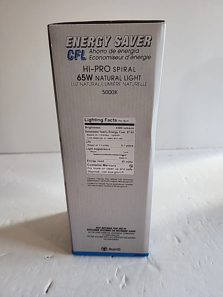 Satco S7386 65T5/50 Spiral Compact 65W 120V T5 Mog E26 5000K- NEW IN PACKAGE - Image 4 of 4