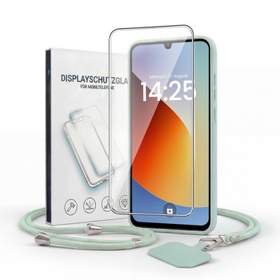 Handy Hülle für Xiaomi Redmi A7 Pro Handykette Band Kordel Case Türkis 9H Glas