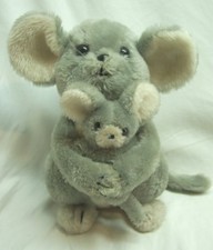 VINTAGE 1979 Dakin GRAY MOTHER MOUSE HOLDING BABY 10" Plush Stuffed Animal Toy
