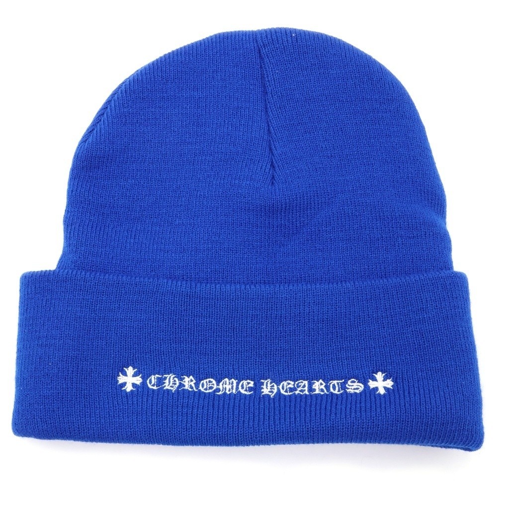 Authentic Chrome Hearts Blue Beanie Hat with CH Logo Embroidery image 2