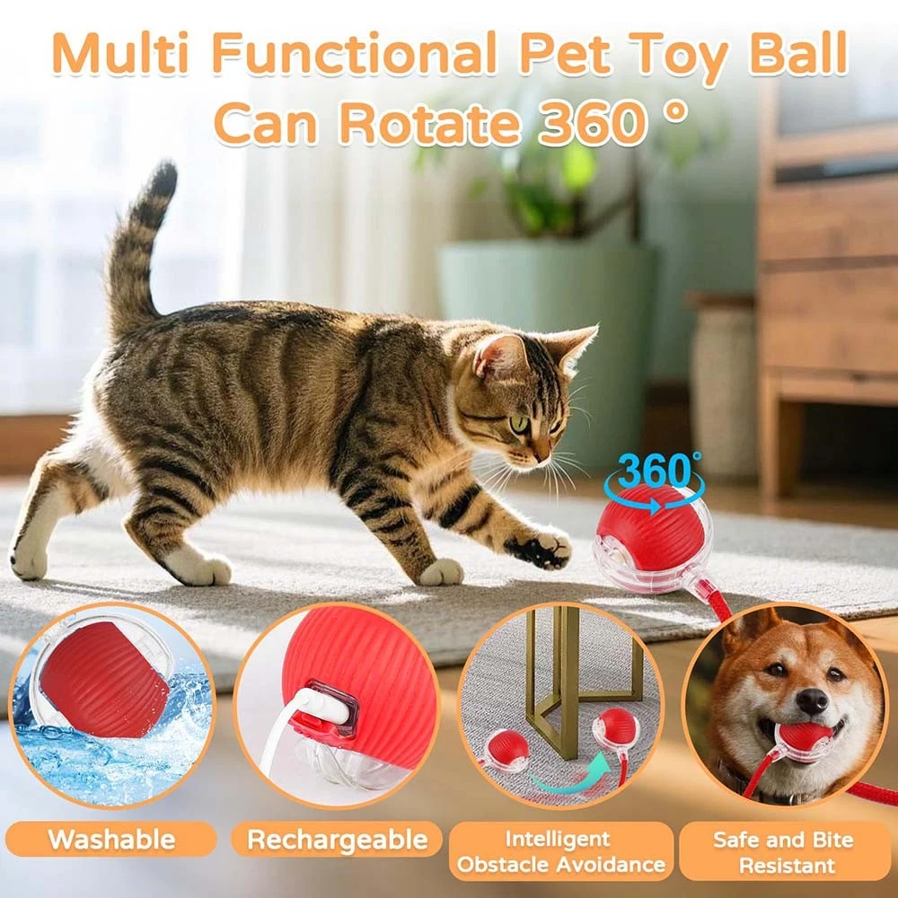 Interactive Rechargeable Cat Toy Ball with 3 Modes for Feline Entertaining Fun