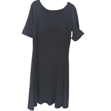 Lauren Ralph Lauren Maxi Dress XL Navy Blue Short Sleeve Fit Flare Cotton Preppy
