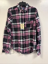 NWT Chubbies The Laid Back Stretch Flannel Button Down Shirt Size Large