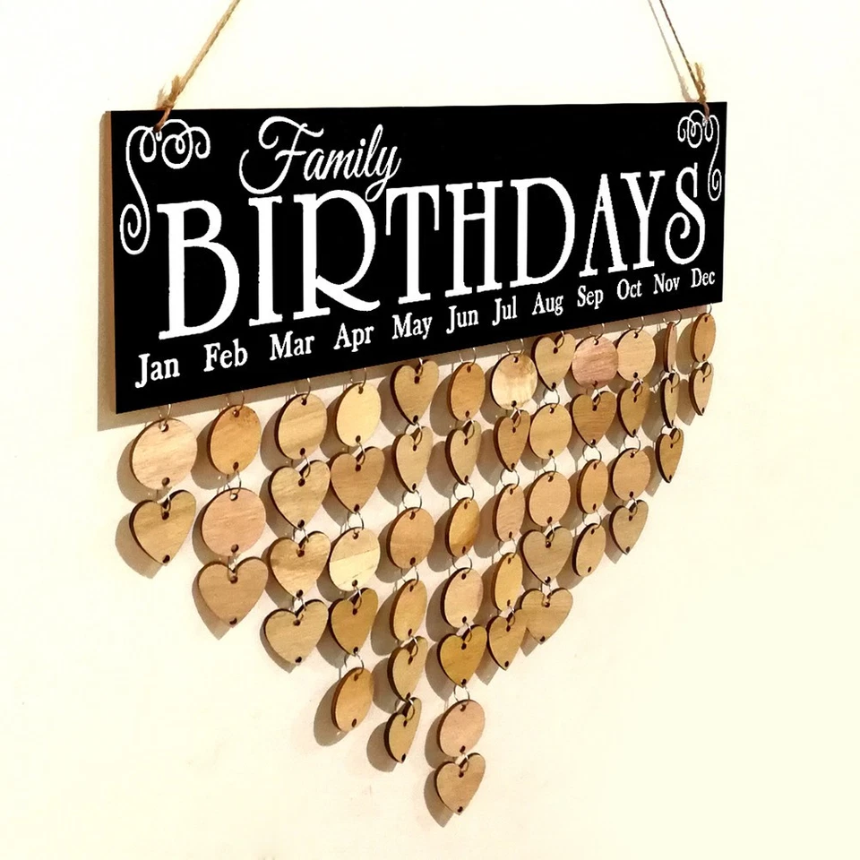  Birthday Reminder Wall Hanging Decorative Calendar Wooden Plaque - Image 2 of 4