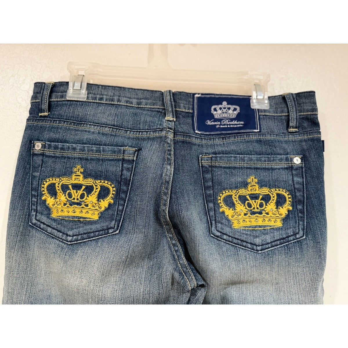 Victoria Beckham クラウン刺繍 デニムパンツ Victoria Beckham Rock & Republic Madrid Crown Jeans Blue Bootcut