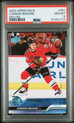 2023-24 Upper Deck Series 2 Young Guns Connor Bedard #451 (RC) Deluxe /250 PSA 8
