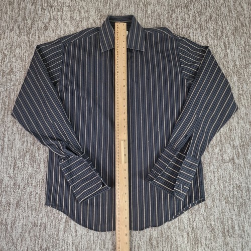 YSL Yves Saint Laurent Mens Medium Black Striped Long Sleeve French Cuff Shirt - Picture 11 of 16
