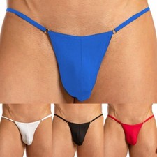 Mens Low-Rise Elastic Bulge Pouch Bikini G-string Briefs T-back Thong Underwear