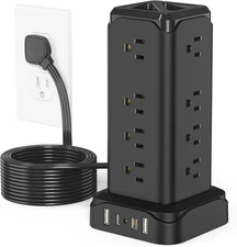 Power Strips, Surge Protection,  Flat Extension Cord, Multiple Outlets, Tower