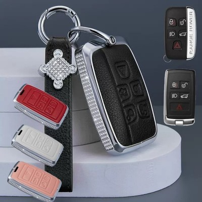 Leather Key Fob Cover Case for Jaguar Land Rover Range Sport Discover Evoque
