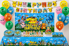 Juego de decoraciones de fiesta de cumpleaños Pokemon 108 piezas Pikachu niños suministros de fiesta globo