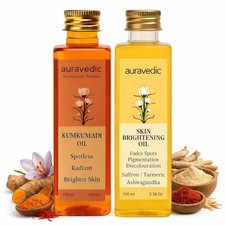 Auravedic Kumkumadi Oil  Skin Oil Combo  Saffron, Turmeric and Winter Cherry I