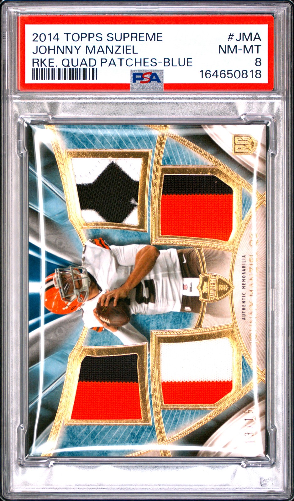 Johnny Manziel Topps Supreme Rookie Quad Patches #JMA Blue