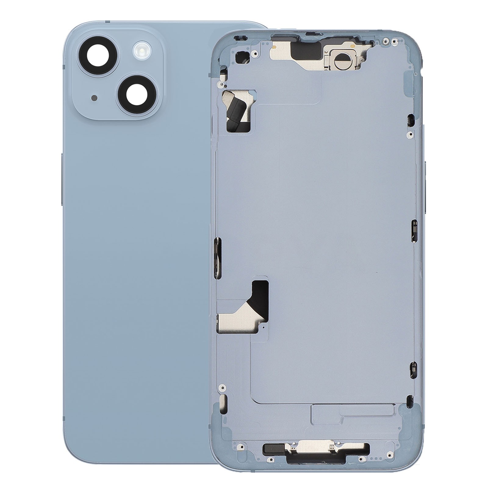 Coque iPhone 14 Clappio intégrale bleu polycarbonate avec vitre arrière rigide antichoc