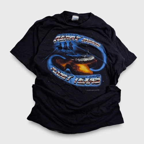 Kenny Rogers Planet Texas T-Shirt - Size L - Si 1980s vintage concert t-shirt, vintage, single stitch, B+ condition