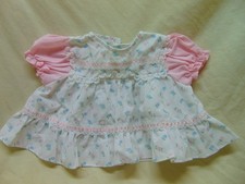 Vintage Baby Size 12" Pit-Pit White/Pink w/ Florals Dress