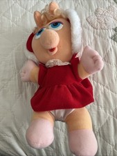 Jim Henson Baby Miss Piggy Plush 10-inch Stuffed Animal Doll Toy Christmas 1987