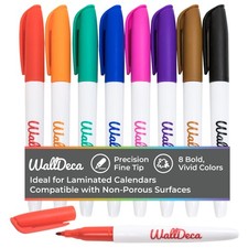 Wet Erase Markers Fine Point, 8 Assorted Colors, Ultra Fine Point, Smudge-Fre...