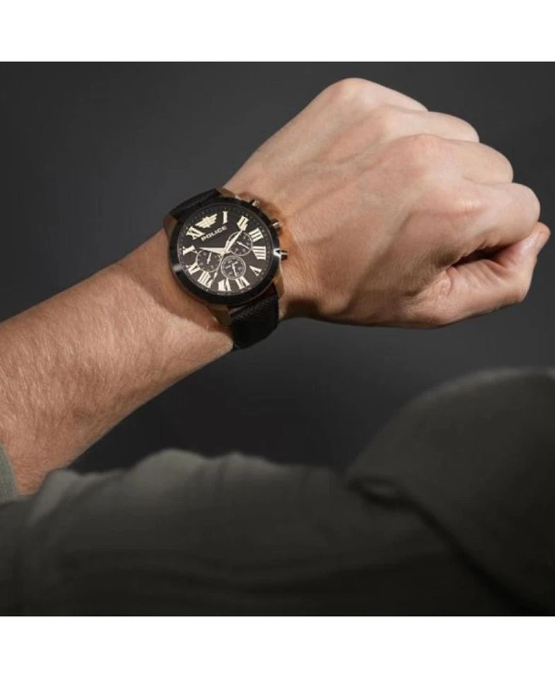 Reloj informal de cuarzo analógico POLICE para hombre vestido clásico esfera negra impermeable redondo Foto 2 de 4