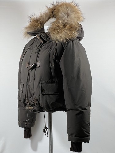 RARE Dsquared Raccoon Fur Hood Bomber Jacket Mens 42 Green Pockets Full Zip - Picture 13 of 24