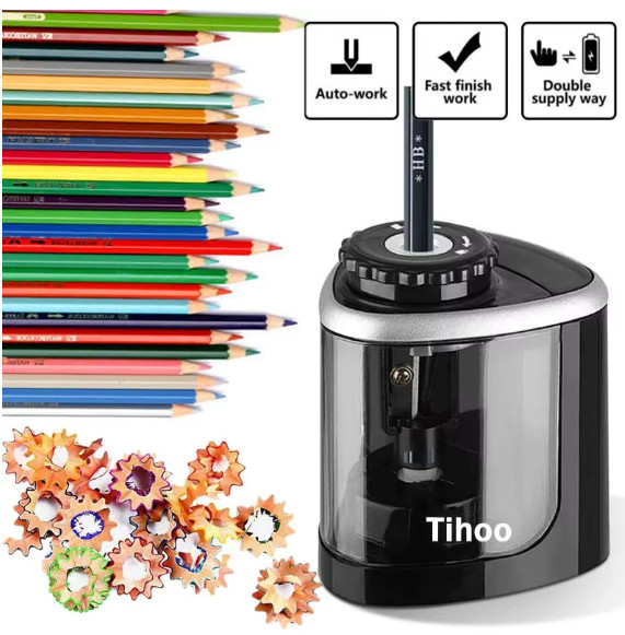 Electric Auto Pencil Sharpener for Students, Helical Steel Blade Sharpener