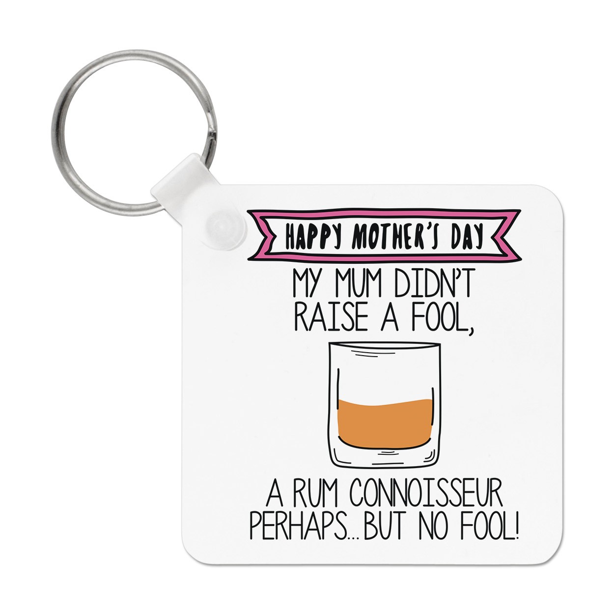 Happy Mother's Day Rum Connoisseur Keyring Key Chain Mum Drunk Lover Funny
