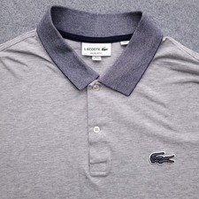 Lacoste Polo Shirt Mens XXL 7 Big Croc Logo Gray Pique Cotton Knit