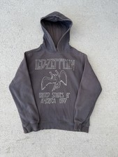 Led Zeppelin 1977 USA Tour Hoodie- Y2K Gray Fleece Pullover Sweatshirt - Mens M