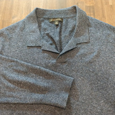 Banana Republic Sweater Polo Shirt Mens XL Blue Silk Linen Blend Long Sleeve