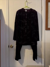 R M Richards By Karen Keong 2 Pc Velour Purple Top Pant Set Size 16P