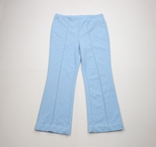 Vtg 70s Streetwear Womens 14 Knit Wide Leg Bell Bottoms Pants Carolina Blue USA