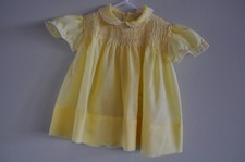Vintage Girls Dress Size 12 Months Unbranded Yellow Smocked