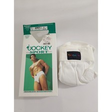 Jockey Sport Midrise No Fly Brief White Seamless Waistband Vintage 1996 Size S