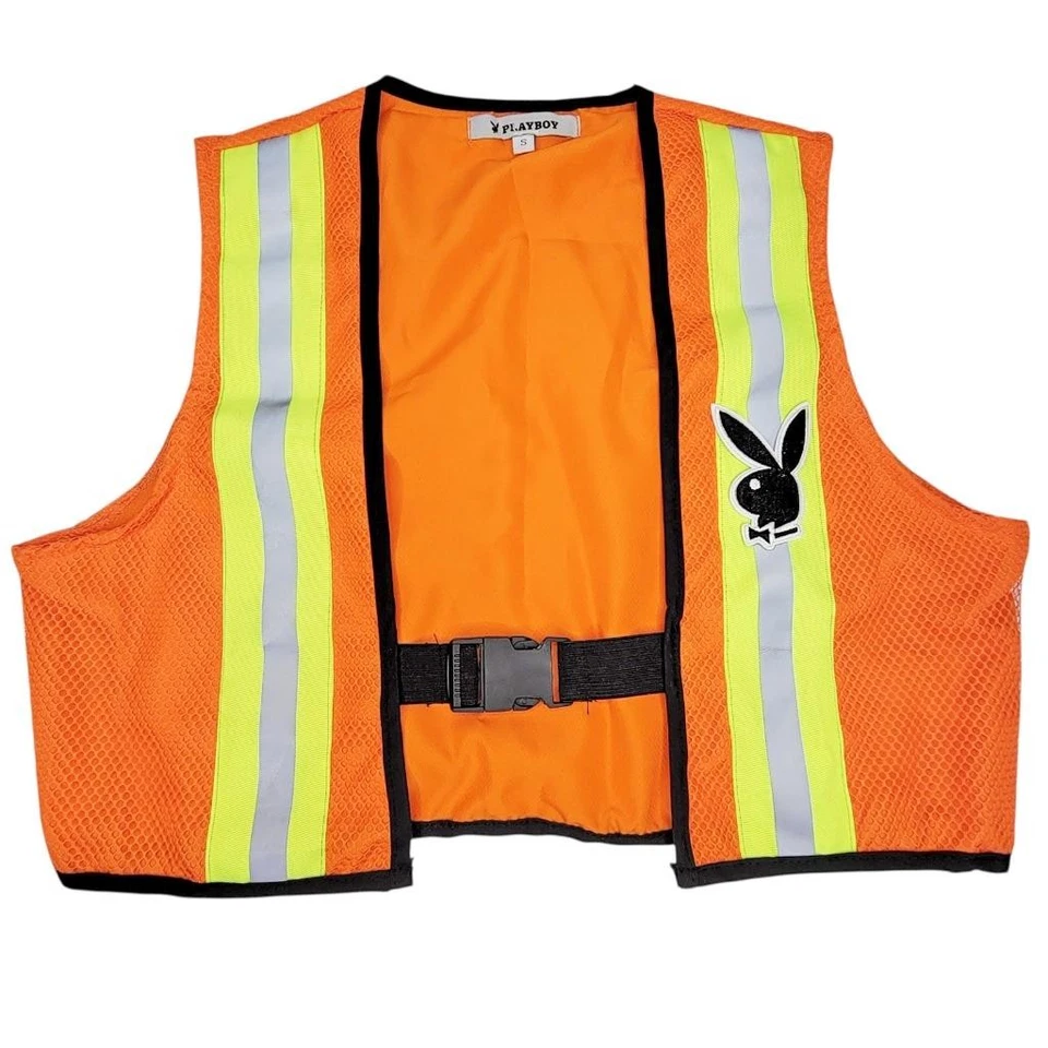 Playboy Construction Worker Costume Vest Shorts Tool Belt Hard Hat PB143D Small - Image 4 of 4
