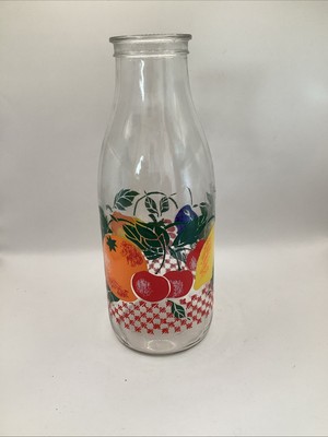 Glas Milchflasche Made In France Obst Design La Parfait 104cl Französisch 23,5cm