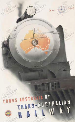 Vintage 1935 Trans-Australian Railway Travel Poster Wall Art Print Retro - Picture 1 of 6