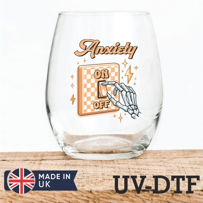 Anxiet Switch 8 Stück UV DTF Aufkleber - Glas Laptop Becher Tasse cf381