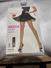 Hanes Regular Top Pantyhose Reinforced Toe Sheer Leg Size B Nude 2 Pair 