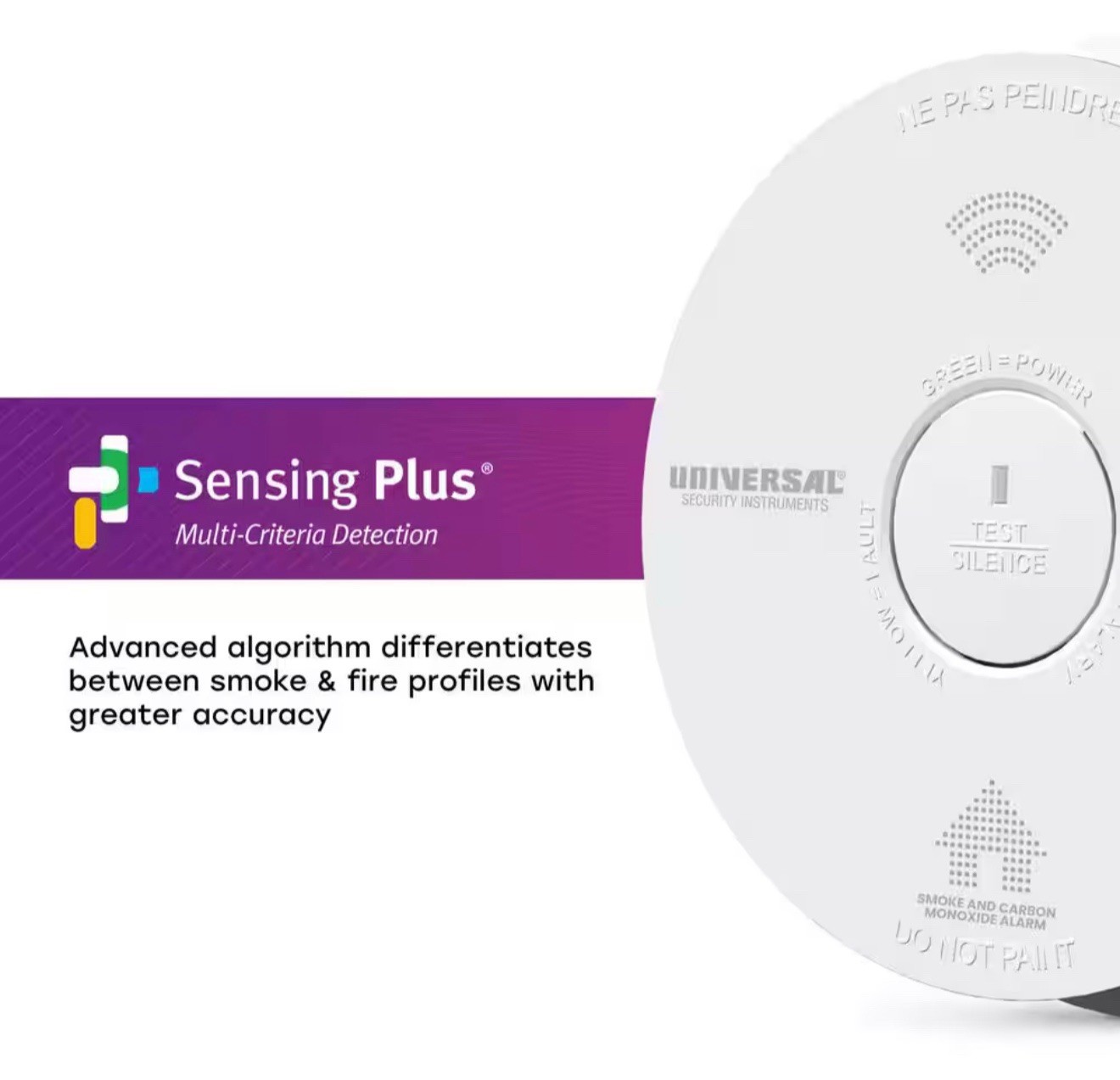 Universal Security Instruments Smoke & Carbon Monoxide Detector with Voice Alert