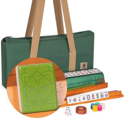 American Mahjong Set, ''Verdant Santorini� - 166 Tiles with Green Soft Case